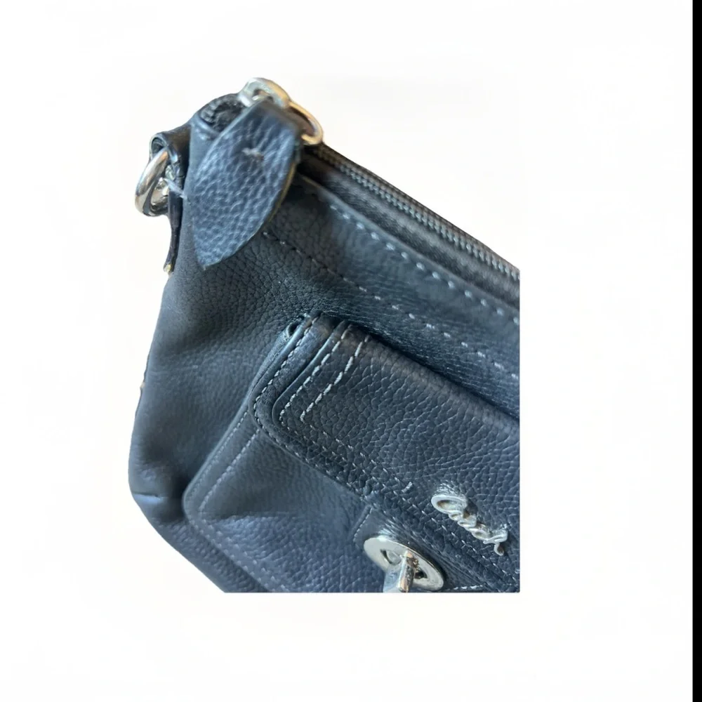 Coach Black Leather Swingpack Crossbody Turn Lock Pocket - Picture 5 of 11